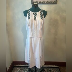 Thakoon Pink Dandelion Print Dress with Lace Insets size 8